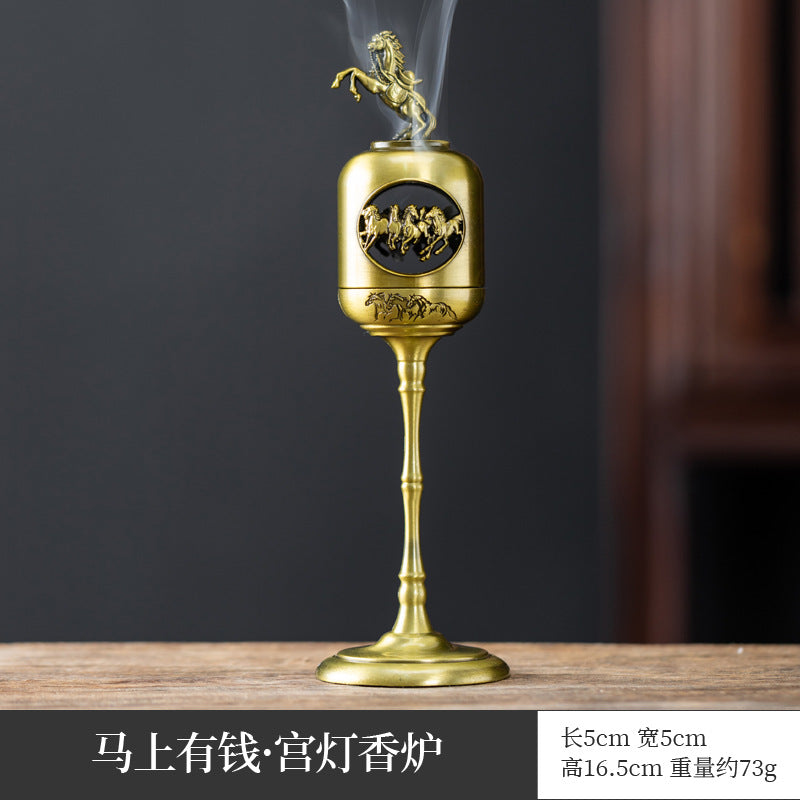 Manufacturer wholesale alloy small incense burner retro Zen Boshan small incense burner household dragon and phoenix plate incense burner incense ornament
