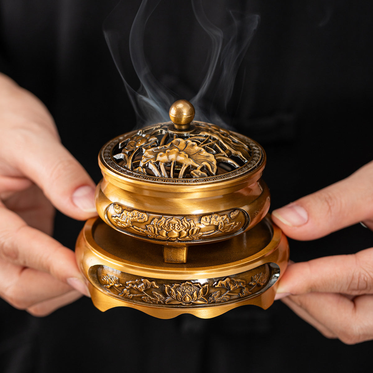 Creative retro alloy three-legged incense burner dragon and phoenix plate incense burner alloy aromatherapy burner incense ornament home classical ornament