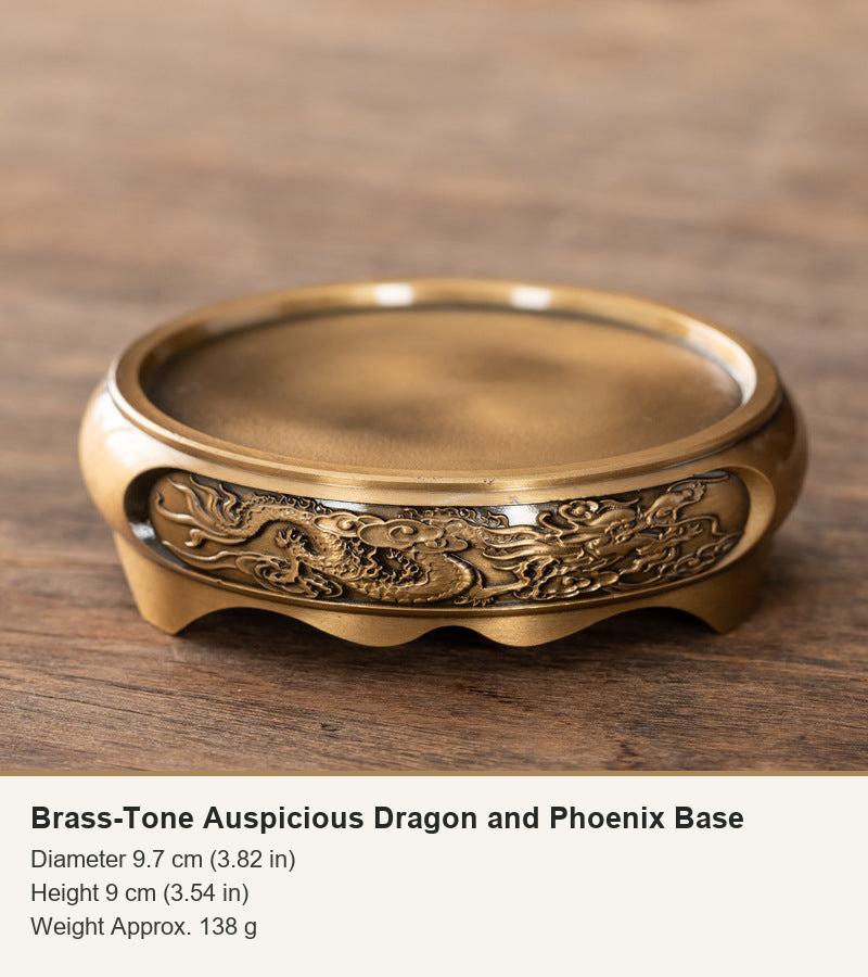 Brass-Tone Auspicious Dragon and Phoenix Base