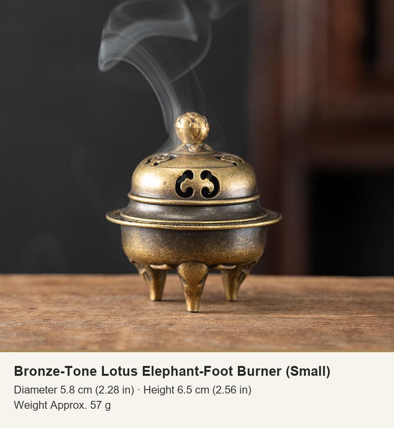Bronze-Tone Lotus Elephant-Foot Burner (Small)