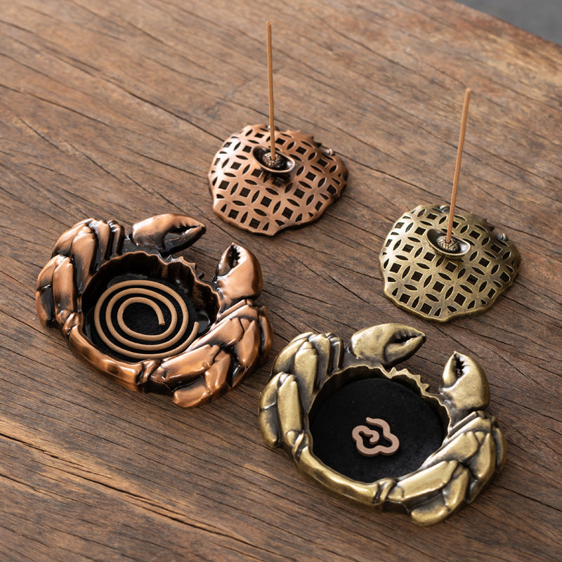Creative crab plate incense burner indoor household aromatherapy burner tea ceremony ornament windfall ingot line incense insert handicraft tea pet