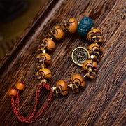 EverestArtstudios Camel Bone Carved Skull Bead Bracelet