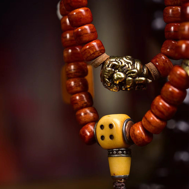 EverestArtstudios blessed EverestArtstudios Tibetan Vintage Camel Bone 108-Bead Mala with Zaki Lhamo Clip