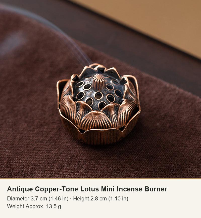 Antique Copper-Tone Lotus Mini Incense Burner