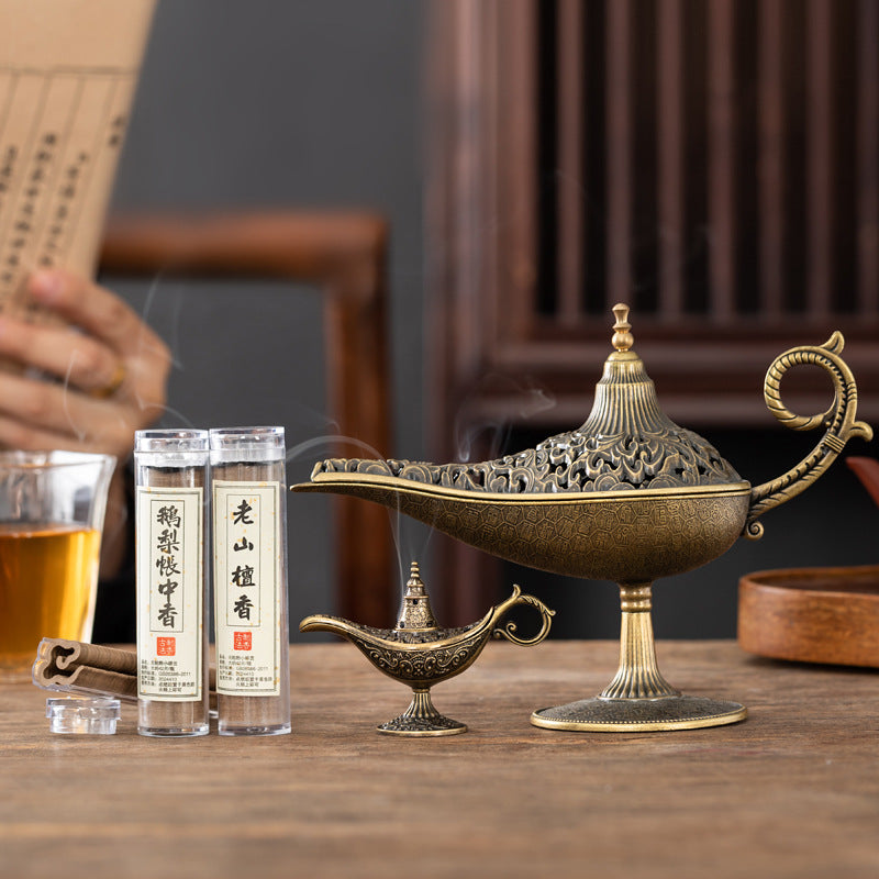 Search banner magic lamp incense burner alloy plate incense burner auspicious cloud sticky powder agarwood sandalwood pear tent fragrant tea ceremony ornament