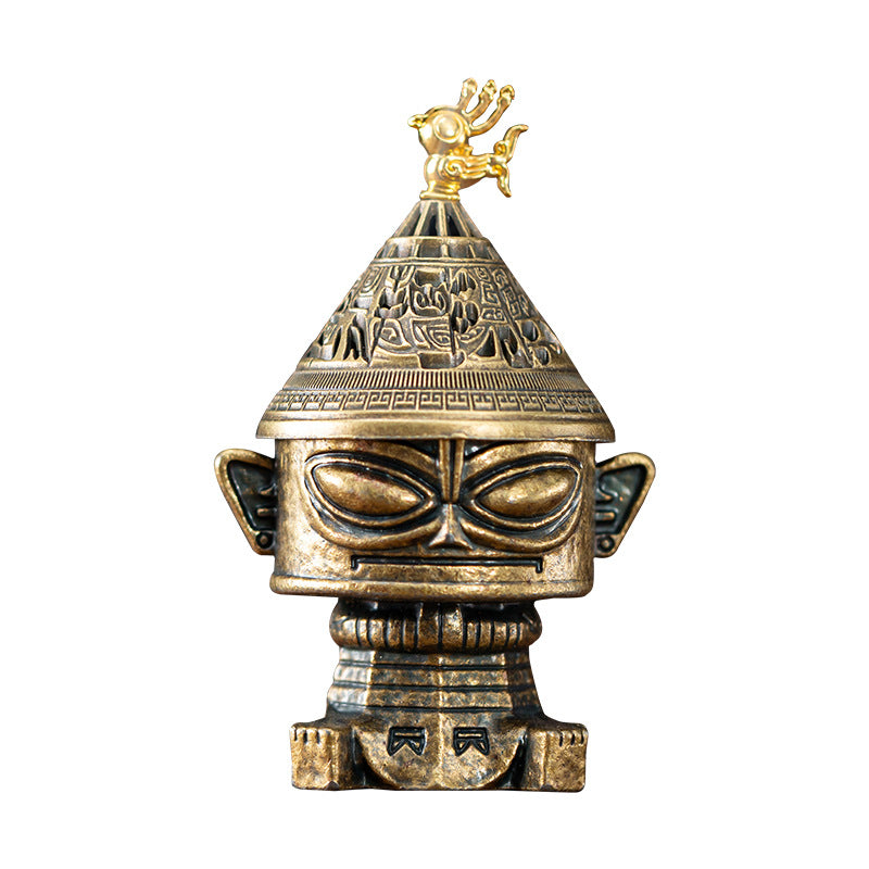 Sanxingdui Zongmu Creative Alloy Small Incense Burner Xiangyun Sticky Powder Incense Burner Seal Tower Incense Mold Incense Road Three-piece Set