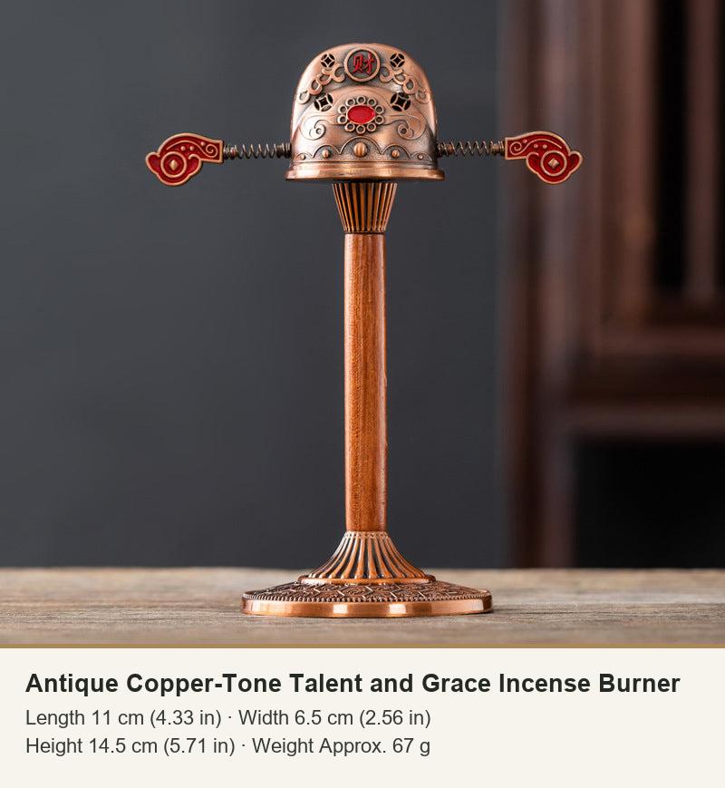 Antique Copper-Tone Talent and Grace Incense Burner