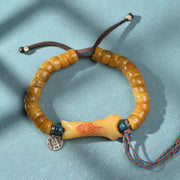EverestArtstudios 駱駝骨雕刻串珠可調節手鍊