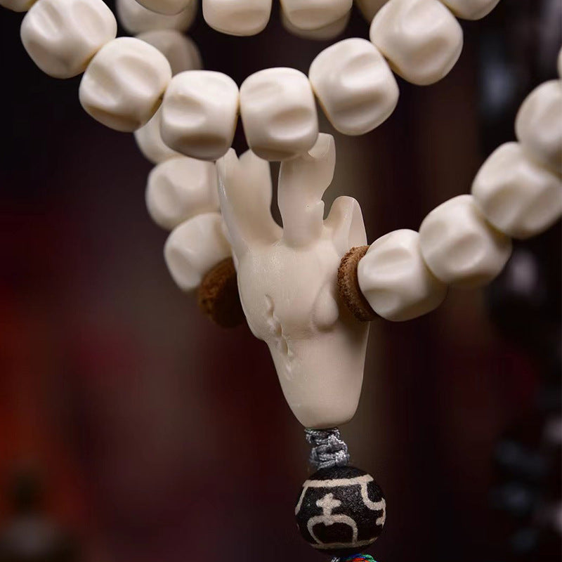 EverestArtstudios blessed EverestArtstudios Natural Antler and Passion Seed 108-Bead Tibetan Mala Necklace
