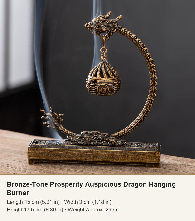 Bronze-Tone Prosperity Auspicious Dragon Hanging Burner