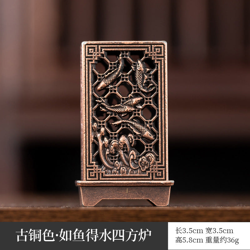 Chinese creative antique aromatherapy stove mini elephant foot lotus stove copper alloy household sandalwood pan incense three-legged stove ornament
