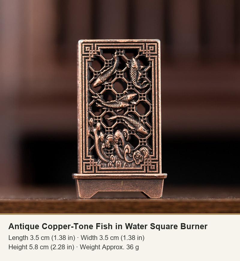 Antique Copper-Tone Fish in Water Square Burner