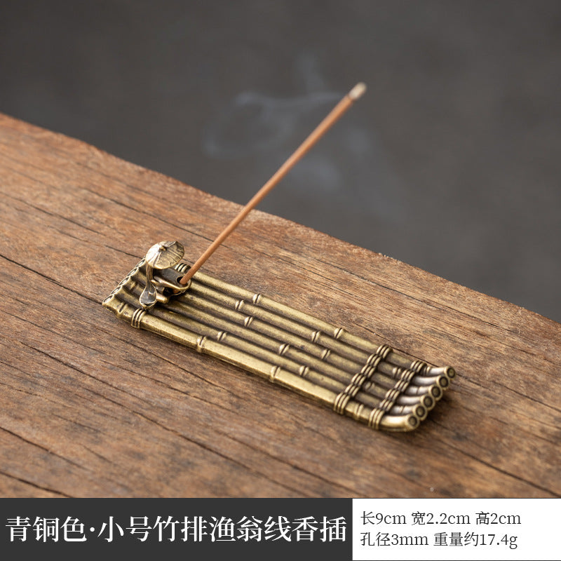 仿古祥云线香插创意香道檀香盘香炉佛堂茶道莲花沉香香炉配件