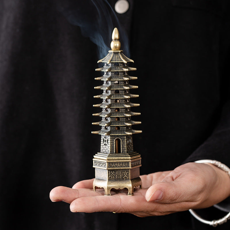 Wenchang Tower Incense Burner Home Ornament Crafts Office Decoration Desk Creative Ornament Sandalwood Thread Aromatherapy Burner