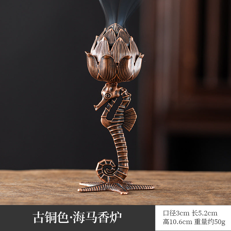 Manufacturer wholesale alloy small incense burner retro Zen Boshan small incense burner household dragon and phoenix plate incense burner incense ornament