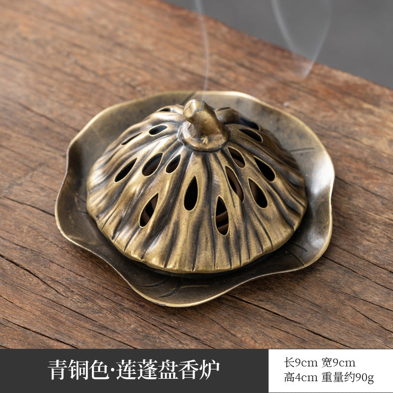 Xiangyun incense burner, hollow lotus burner, mini lotus seed aromatherapy burner, three-legged copper burner, porous Baolian lamp Boshan burner