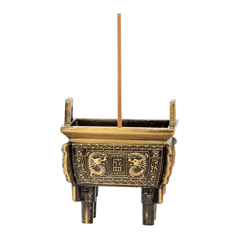 Mini Ding incense burner, vertical line incense insert incense holder, household alloy indoor aromatherapy burner ornament, offering Buddha, offering Ding burner