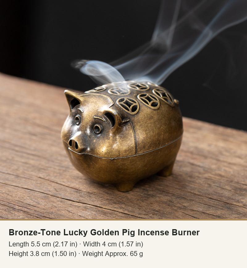 Bronze-Tone Lucky Golden Pig Incense Burner