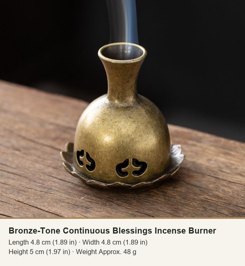 Bronze-Tone Continuous Blessings Incense Burner