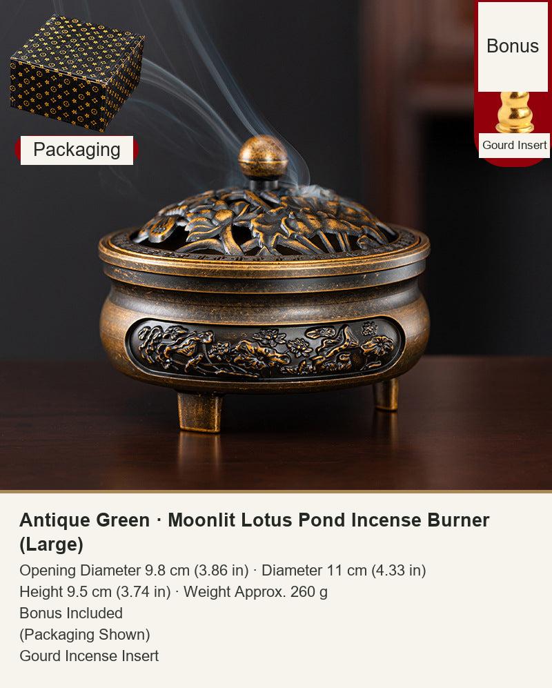 Antique Green  ·  Moonlit Lotus Pond Incense Burner (Large)