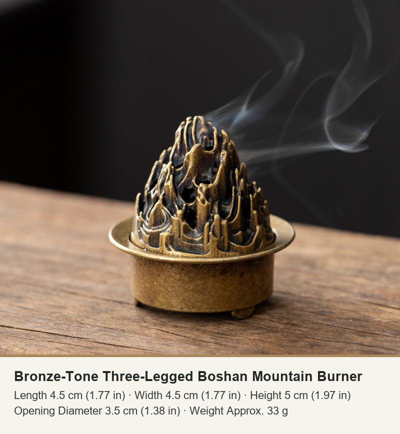 Bronze-Tone Three-Legged Boshan Mountain Burner