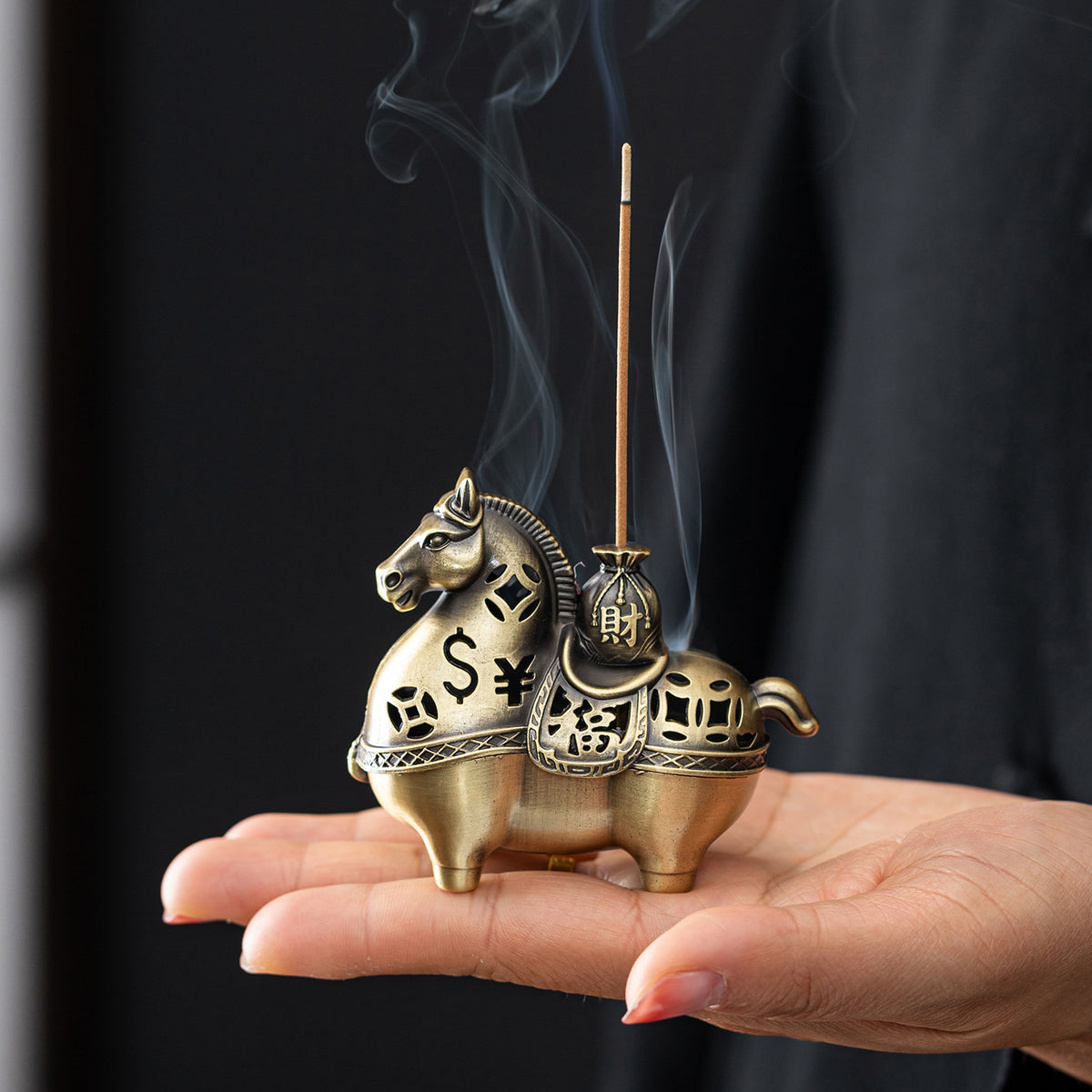 Year of the Horse alloy incense burner will make a fortune immediately, aromatherapy burner sandalwood burner Chinese classical incense plate incense burner handicraft ornament