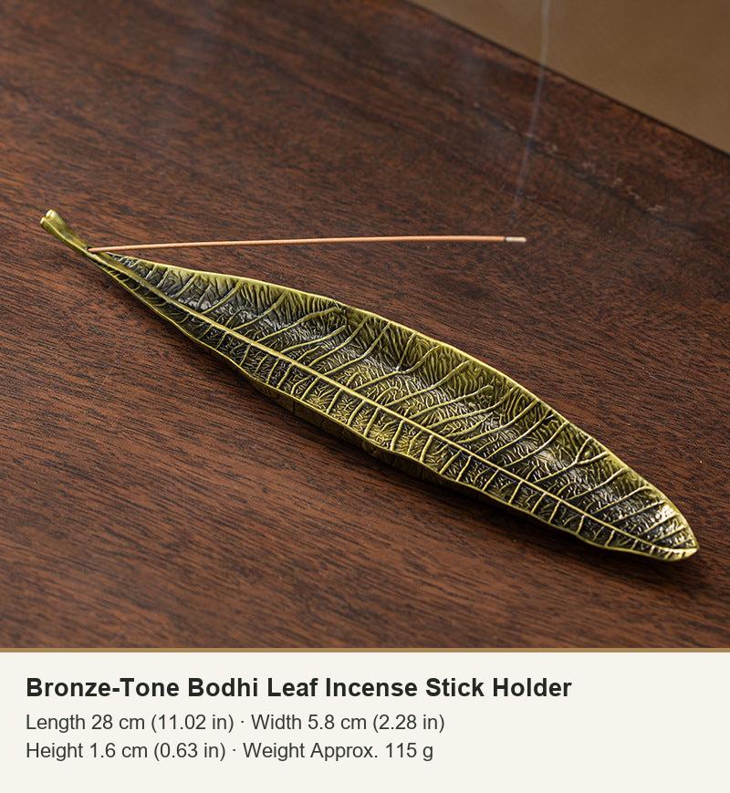 Bronze-Tone Bodhi Leaf Incense Stick Holder