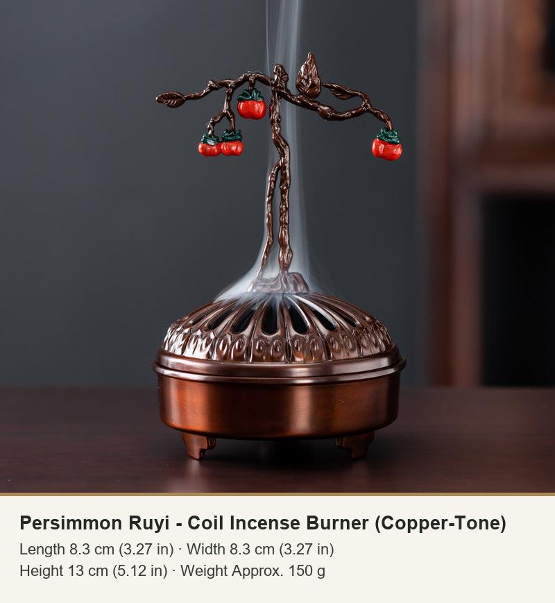 Persimmon Ruyi - Coil Incense Burner (Copper-Tone)