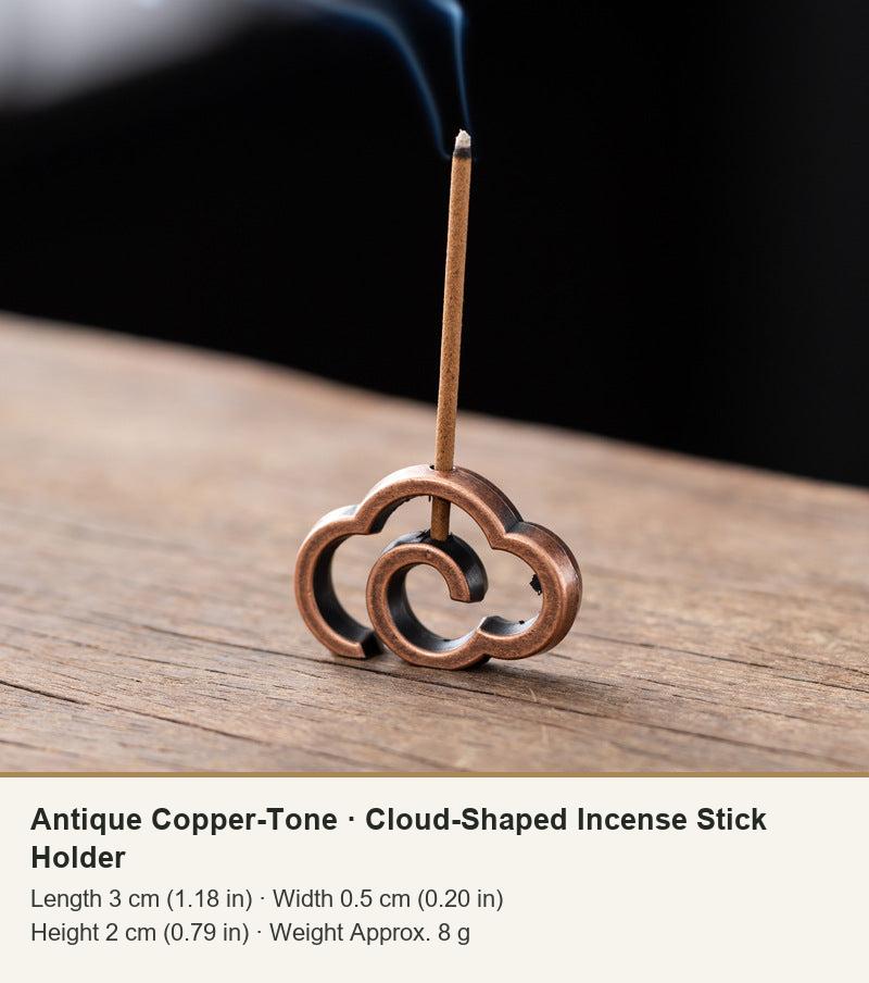 Antique Copper-Tone  ·  Cloud-Shaped Incense Stick Holder