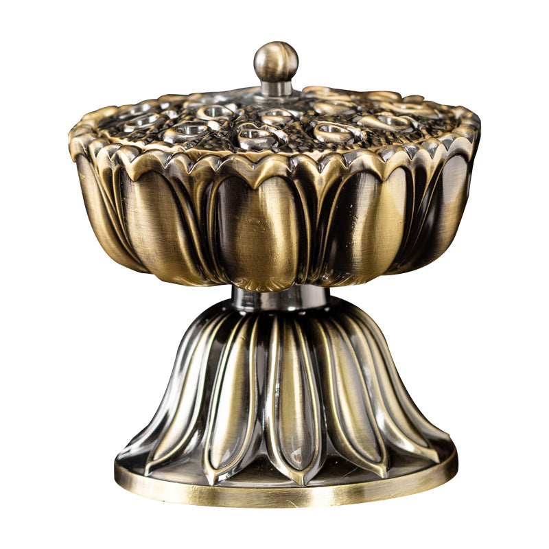 Baolian lantern lotus Zen copper alloy antique plate incense burner household indoor sandalwood aromatherapy stove plate incense burner ornament