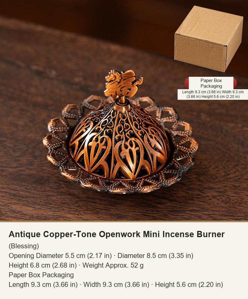 Antique Copper-Tone Openwork Mini Incense Burner