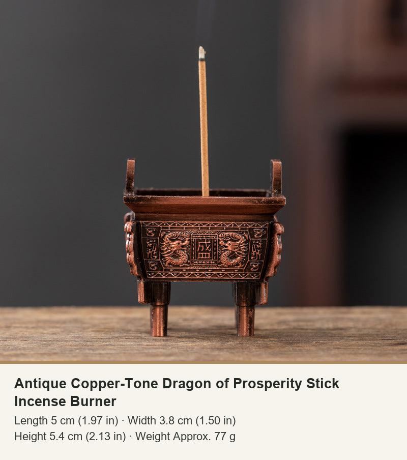 Antique Copper-Tone Dragon of Prosperity Stick Incense Burner