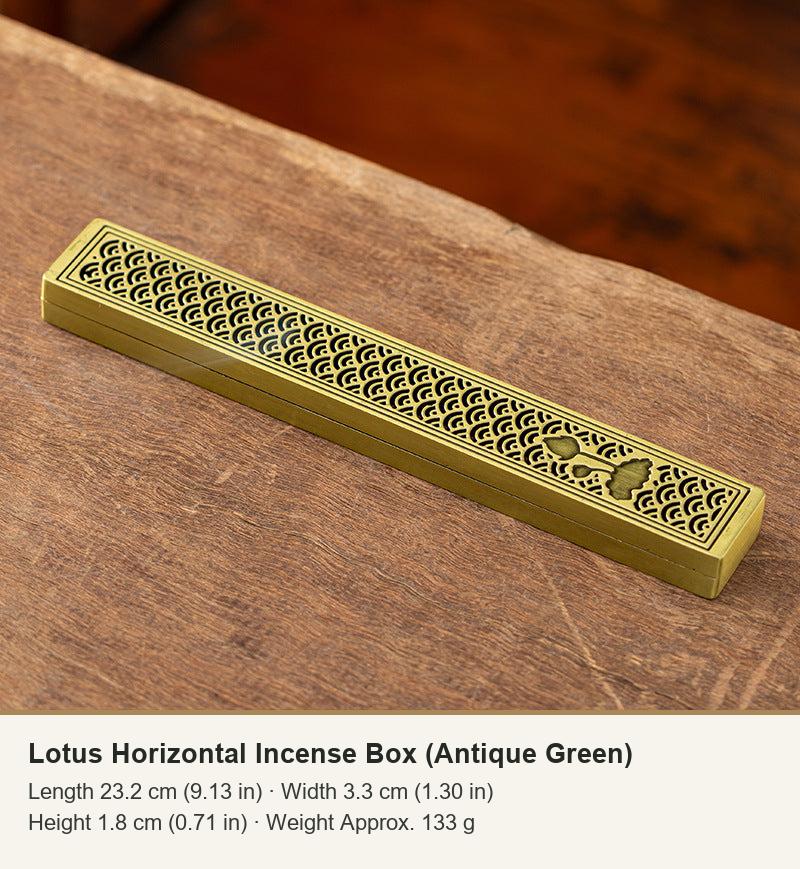 Lotus Horizontal Incense Box (Antique Green)