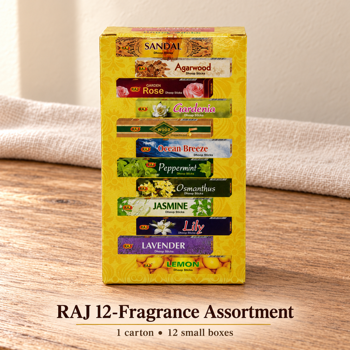 TB14418360182 | variant-27 | RAJ 12-Fragrance Assortment | 1 carton / 12 small boxes