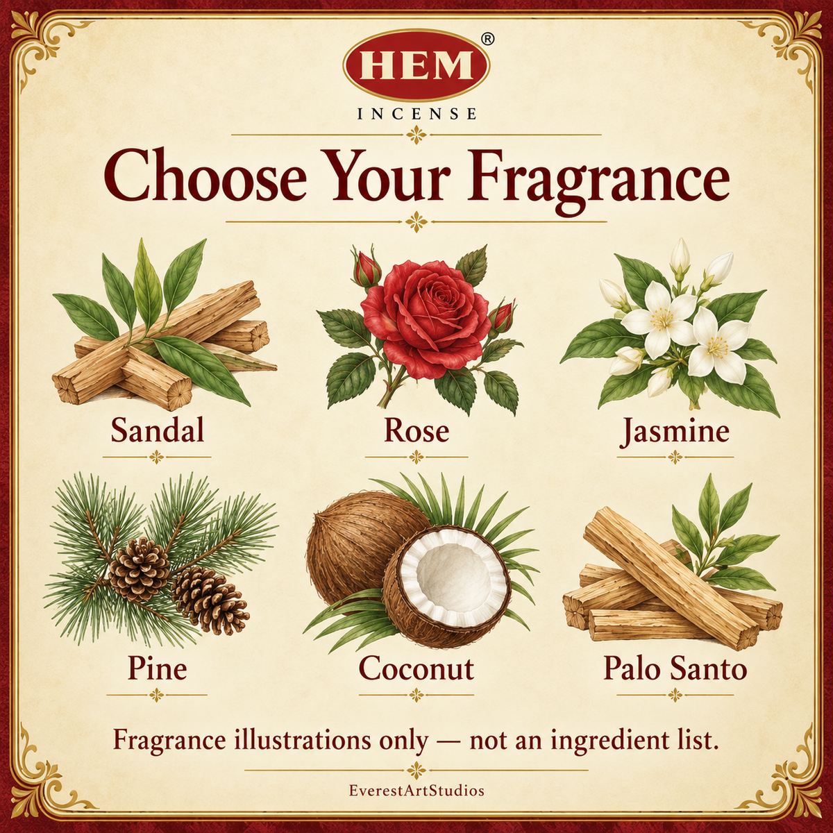 Fragrance illustrations, not an ingredient list