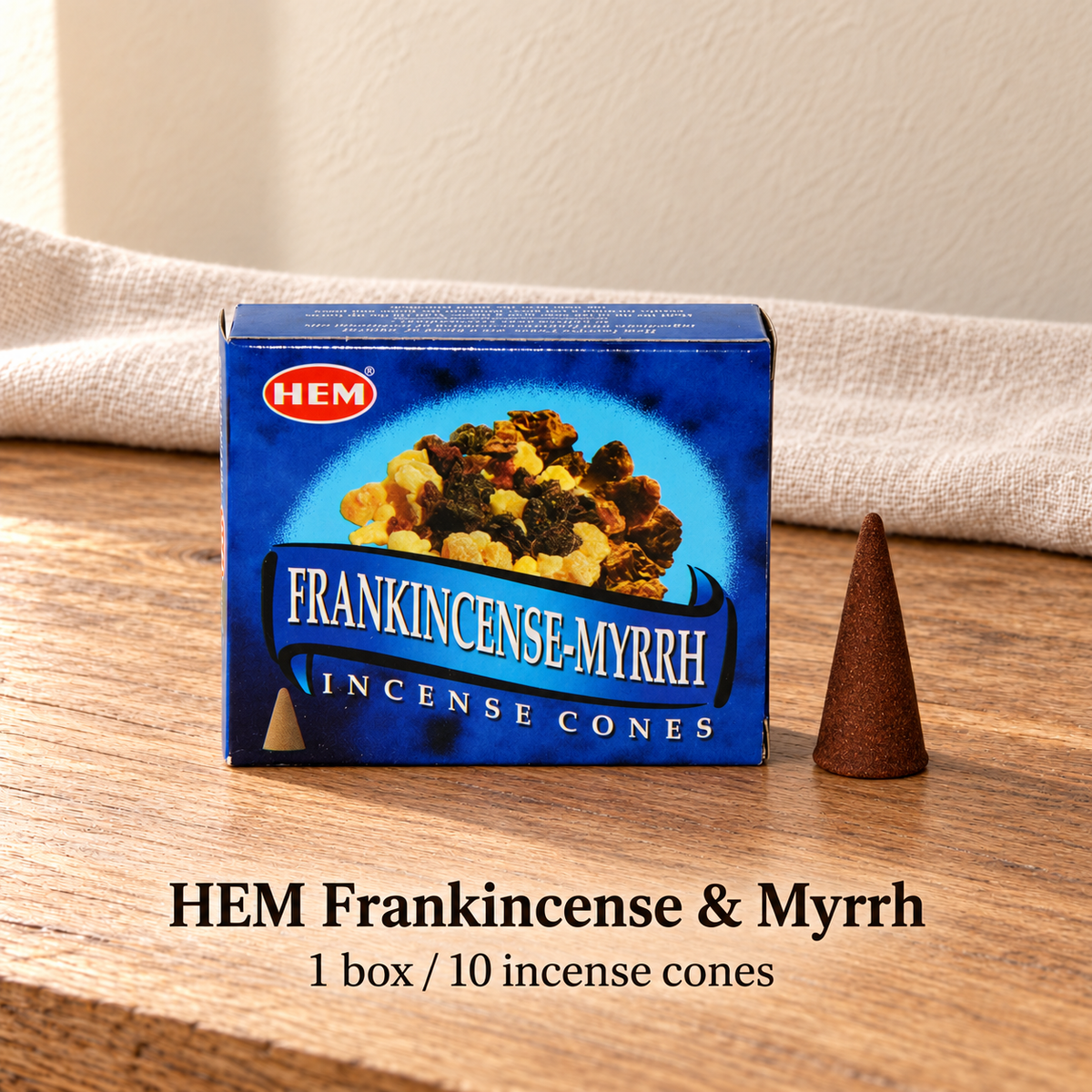 PTSX-TB642341234239-35 | HEM Frankincense & Myrrh | 1 box / 10 incense cones