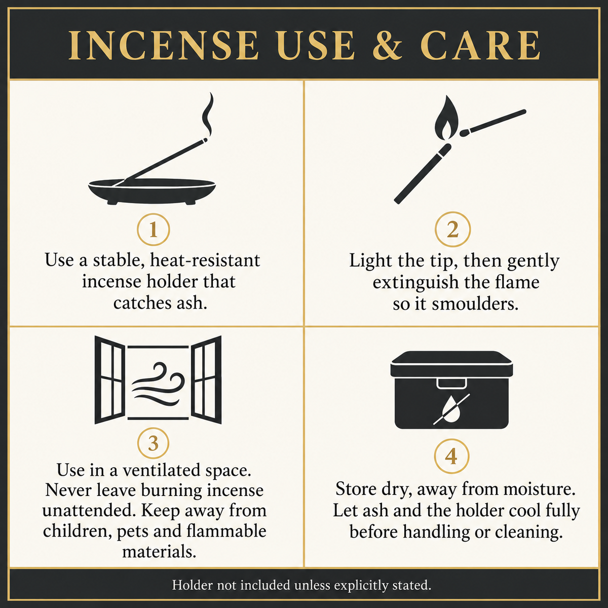 Incense use and care instructions