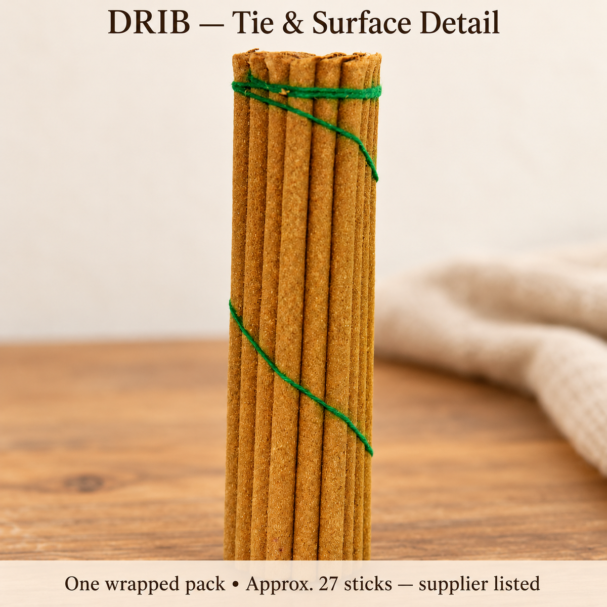 DRIB green tie and incense surface