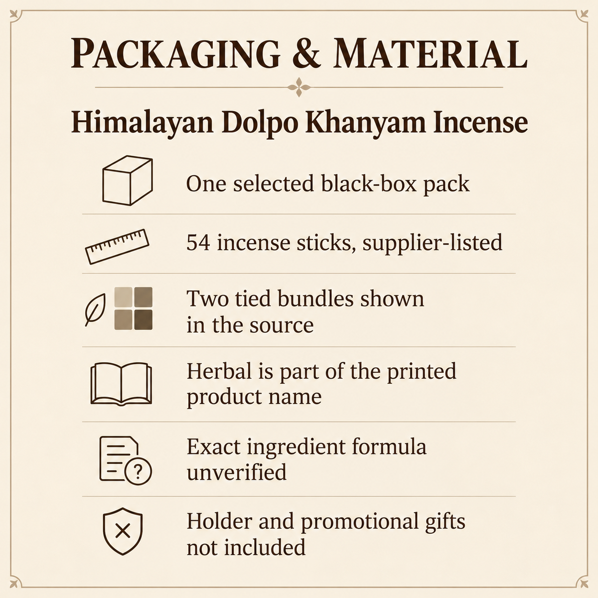 Himalayan Dolpo Khanyam Incense — 54-Stick Pack — pack