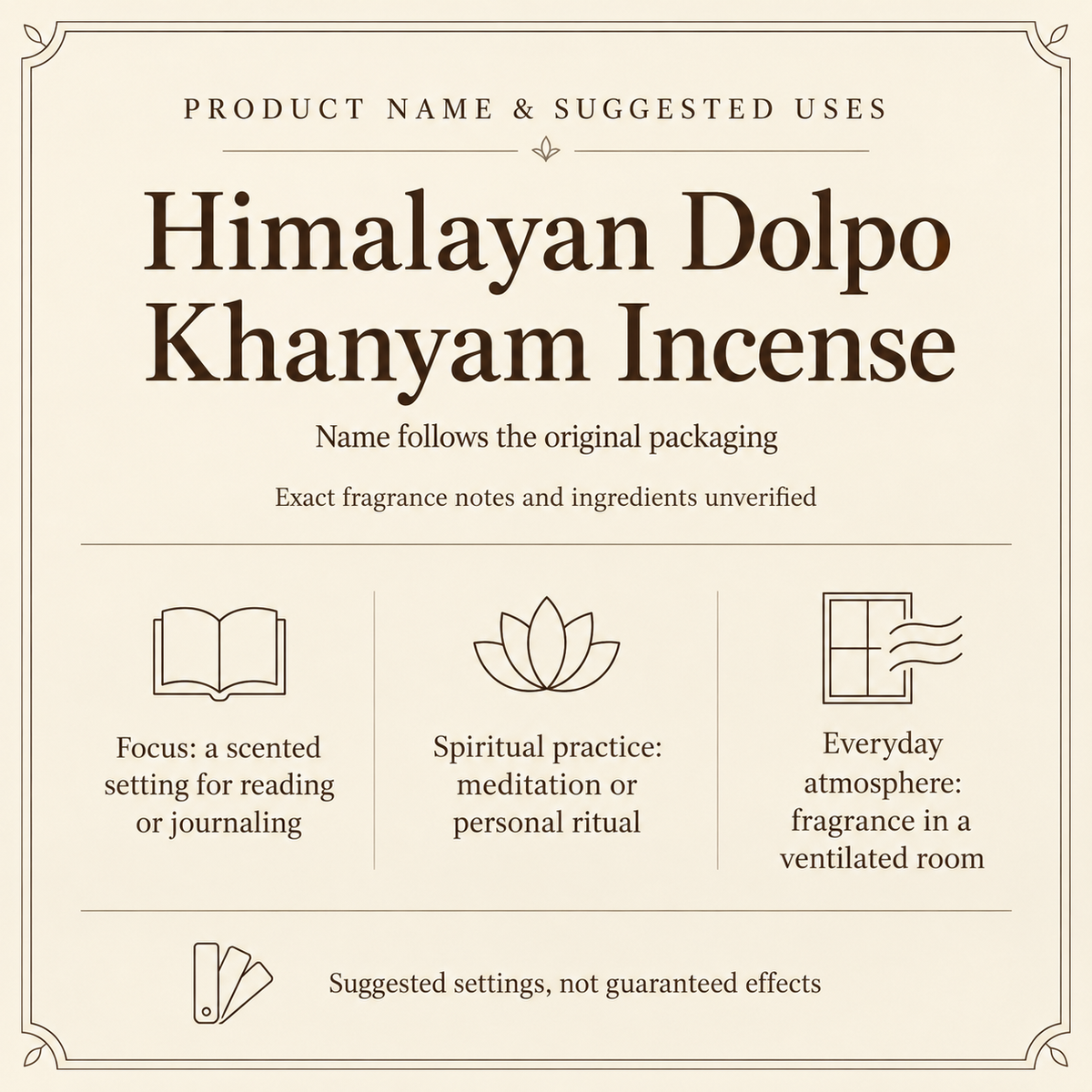 Himalayan Dolpo Khanyam Incense — 54-Stick Pack — uses