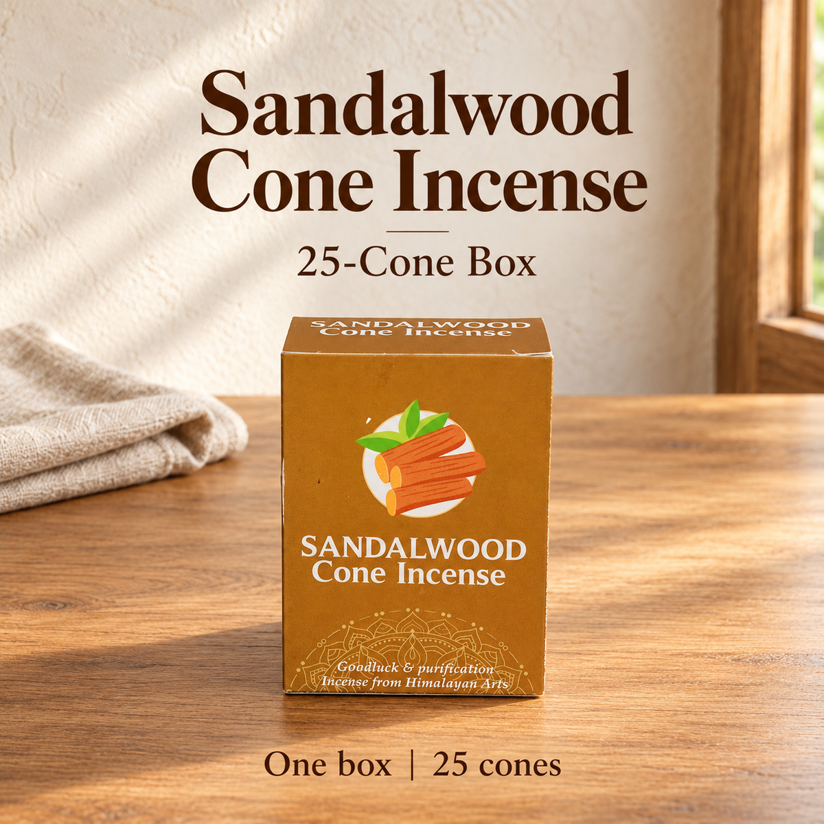 Sandalwood Cone Incense — 25-Cone Box