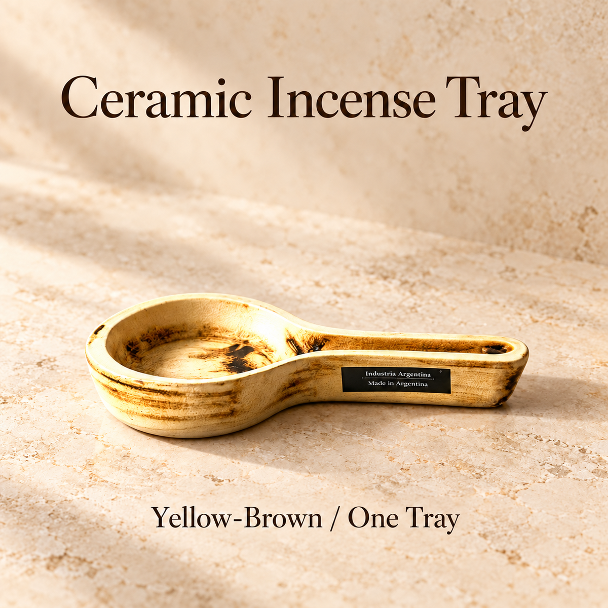 Ceramic Spoon Incense Tray — Two Colours — Yellow-Brown / One Tray