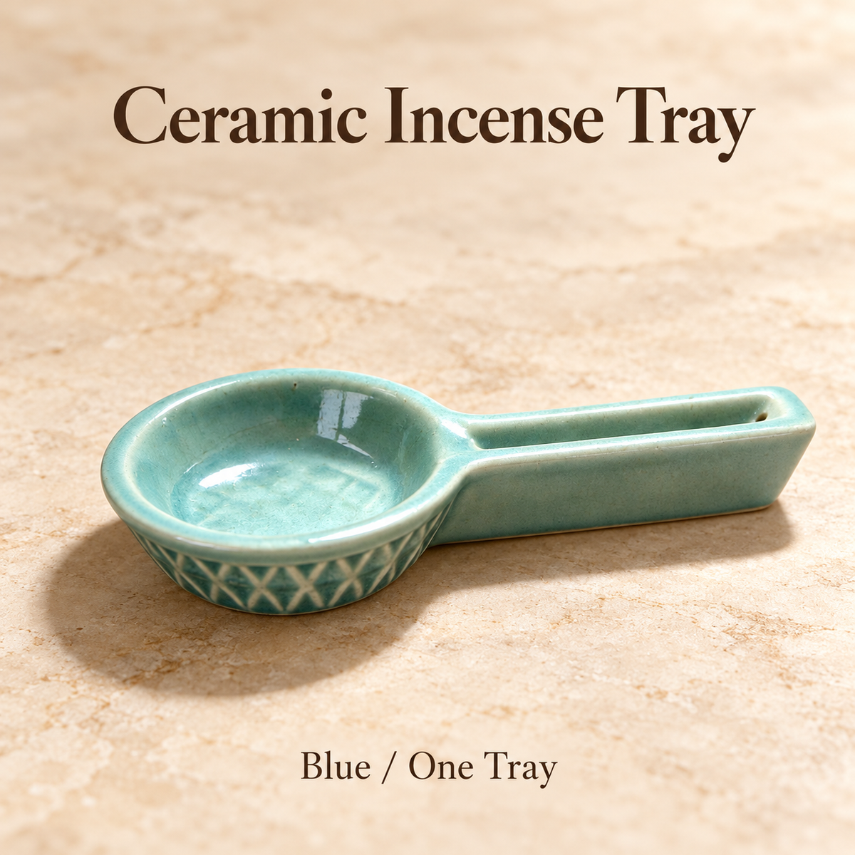 Ceramic Spoon Incense Tray — Two Colours — Blue / One Tray