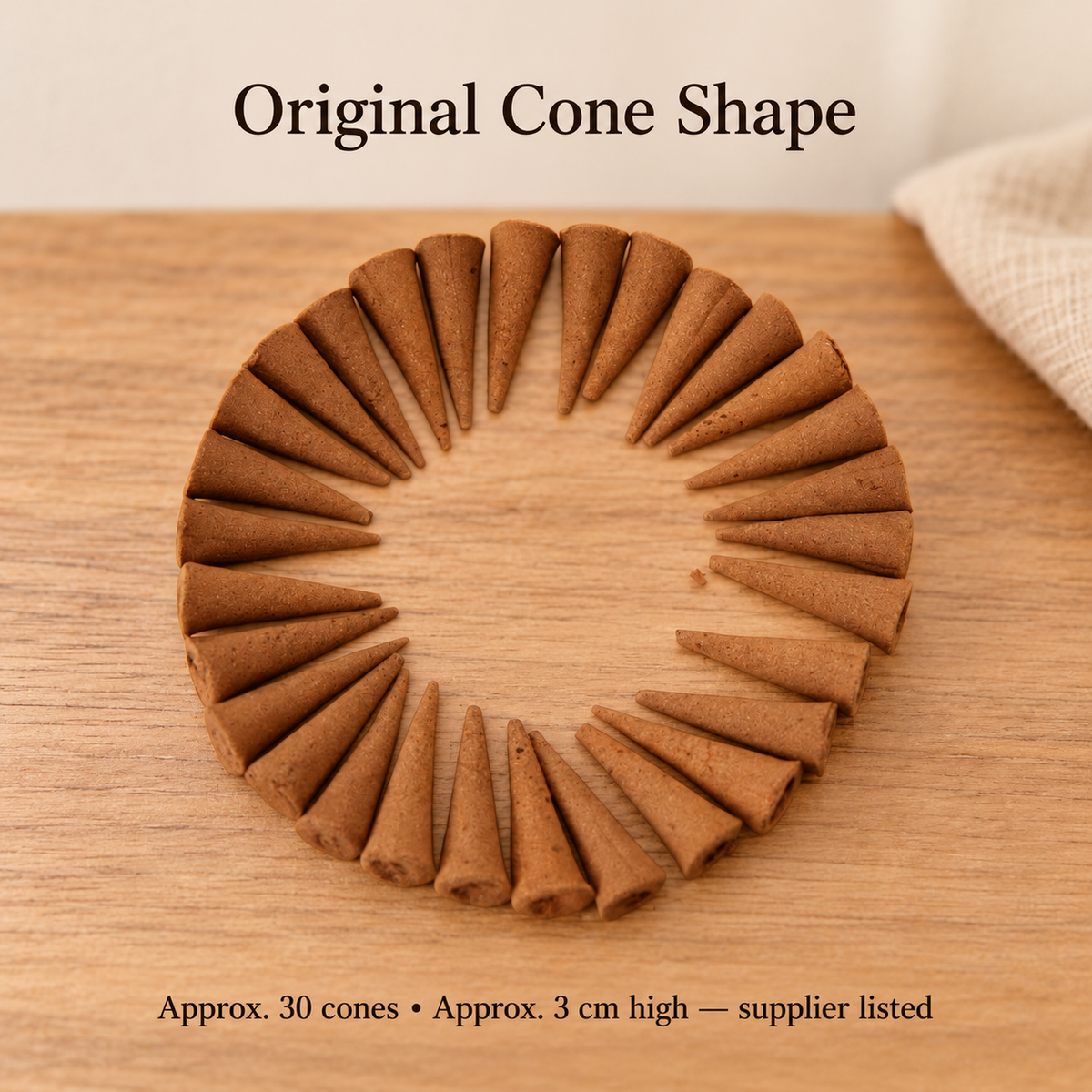 Original cone shape, approximately 3 cm high