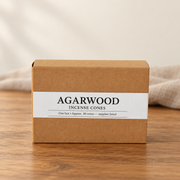 Agarwood incense cones in the original brown paper box