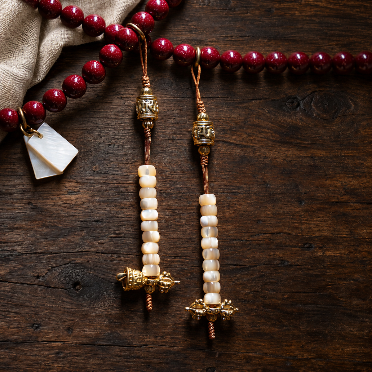 03 counter detail — red cinnabar composite 108-bead mala