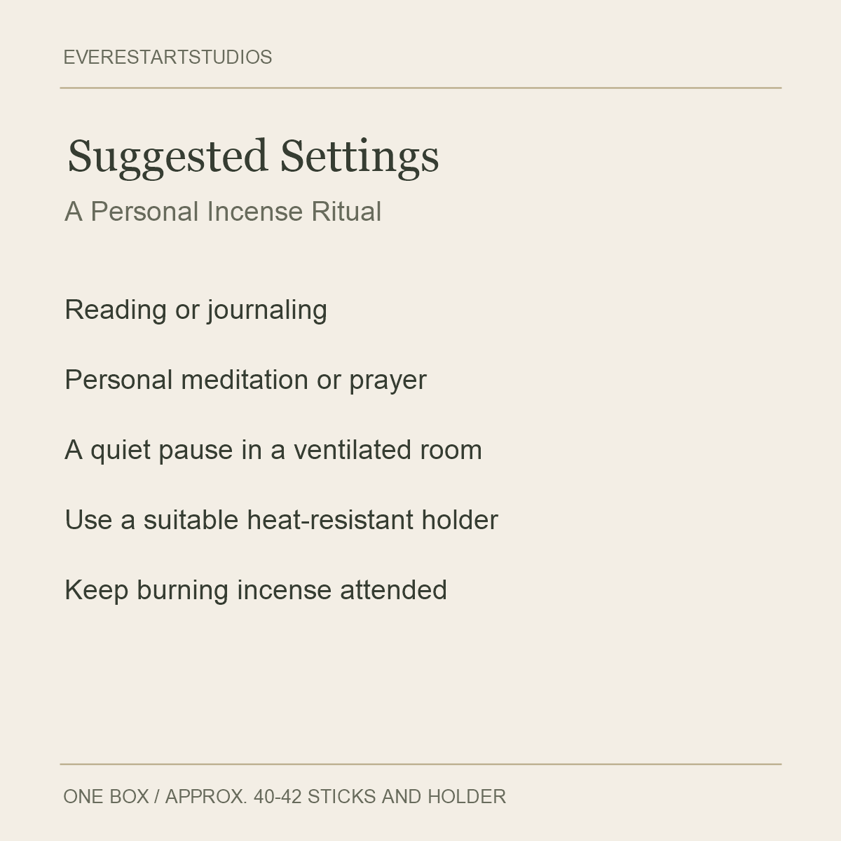 Fukuju Sandalwood Incense — Suggested Settings