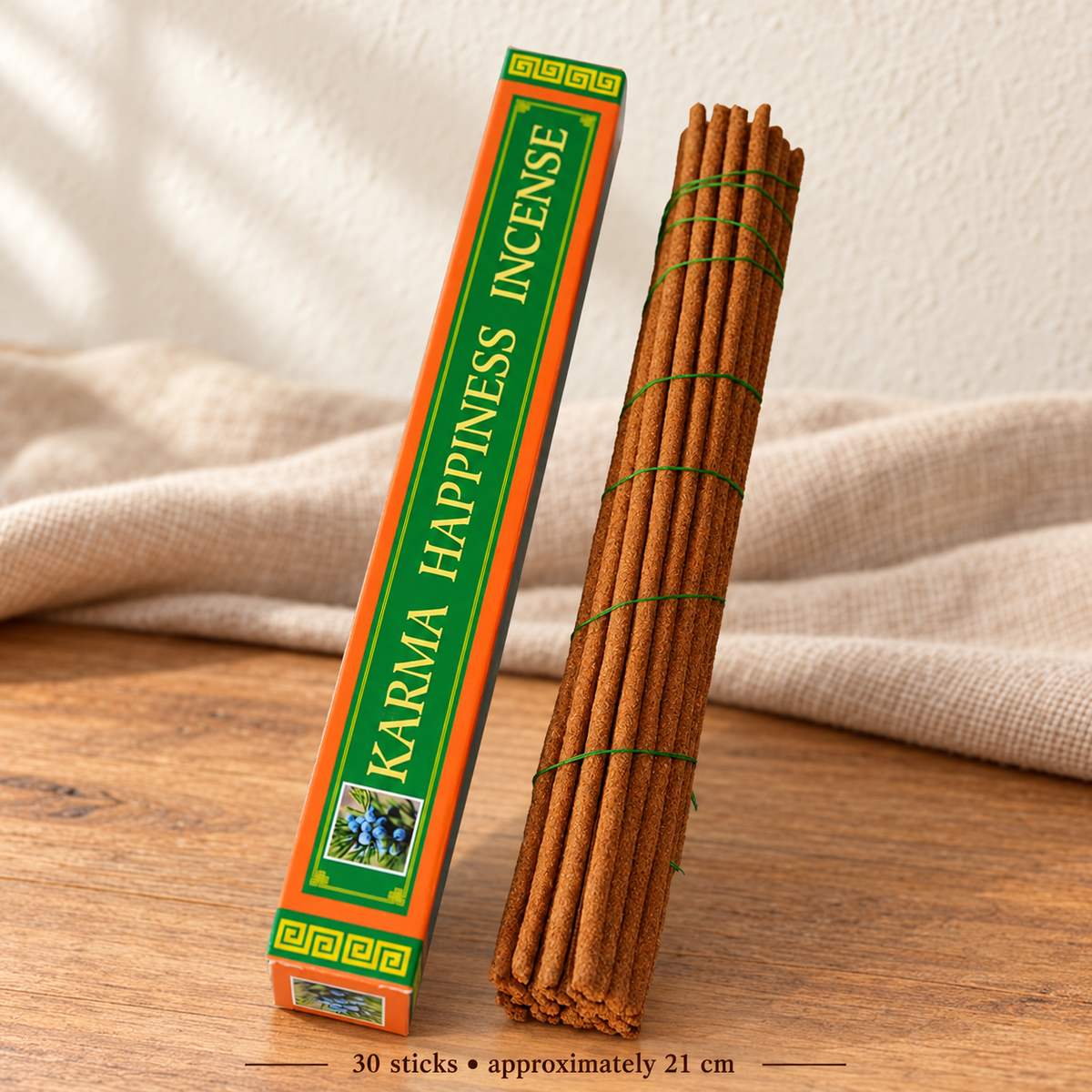 KARMA Happiness Incense — 30 Sticks, 21 cm — angle
