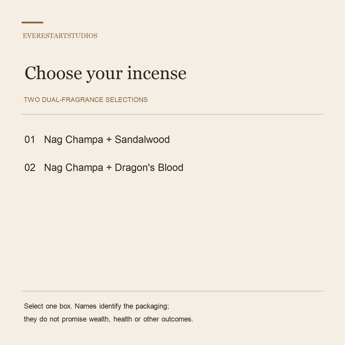 Satya dual fragrance incense — selections