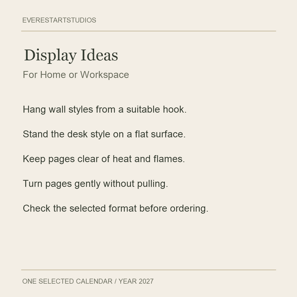 2027 Nepal Paper Calendar — Wall or Desk — Display Ideas